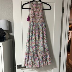 LoveShackFancy ditsy floral halter dress